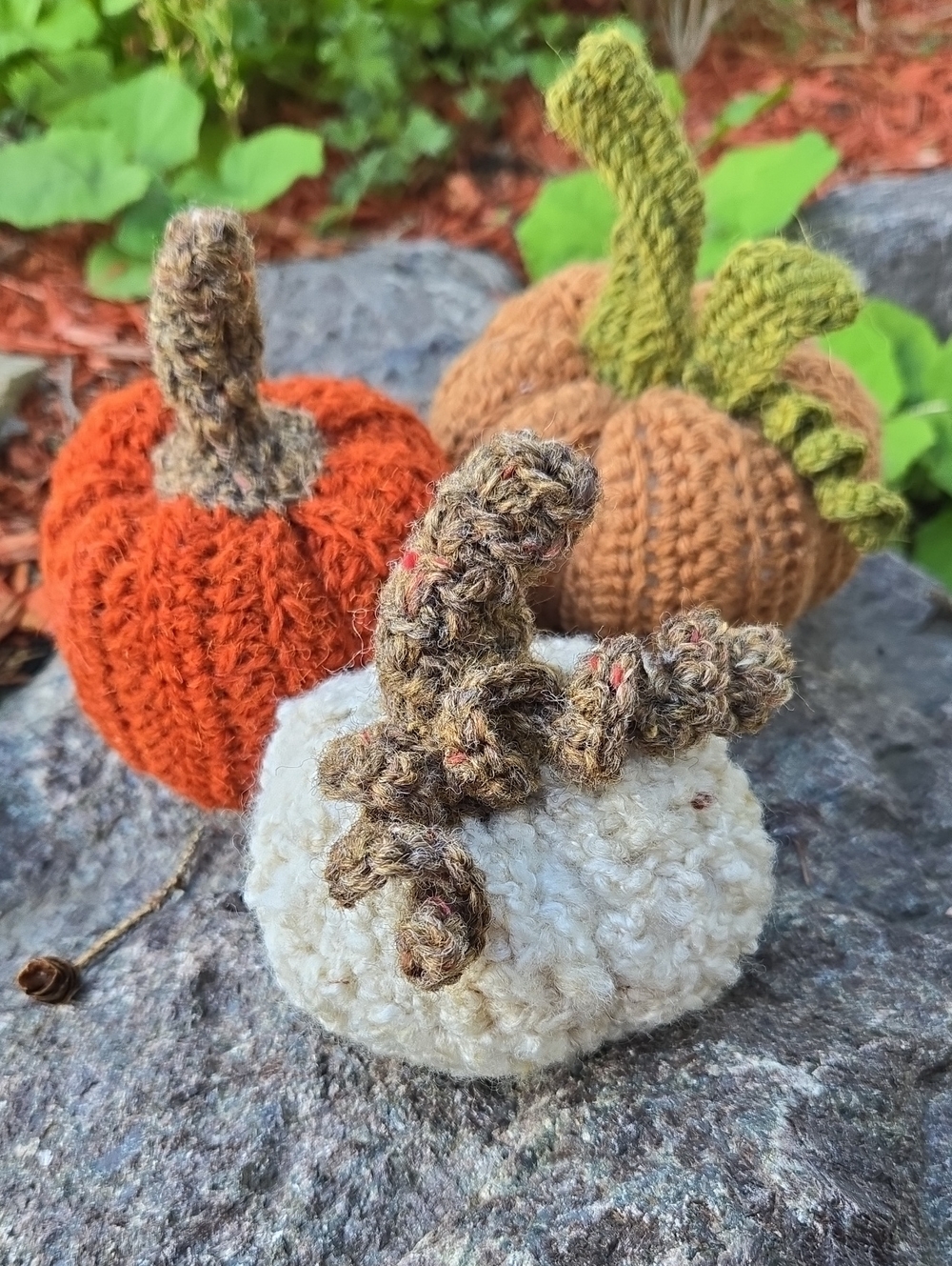 Handmade Cream and Brown Knit Pumpkin Trio - Home Accents